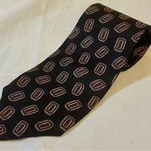 Ferrell Reed Black Silk Tie with Geometric Medallions 58x4